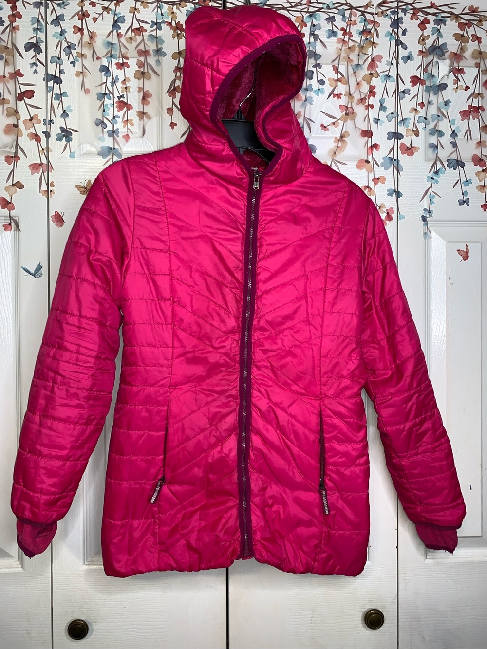 Lands' End Women's Quilted Hooded Puffer Jacket - Fuchsia